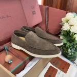 Giày Loro Piana Summer Walk Loafer Suede Warm Gray Best Quality