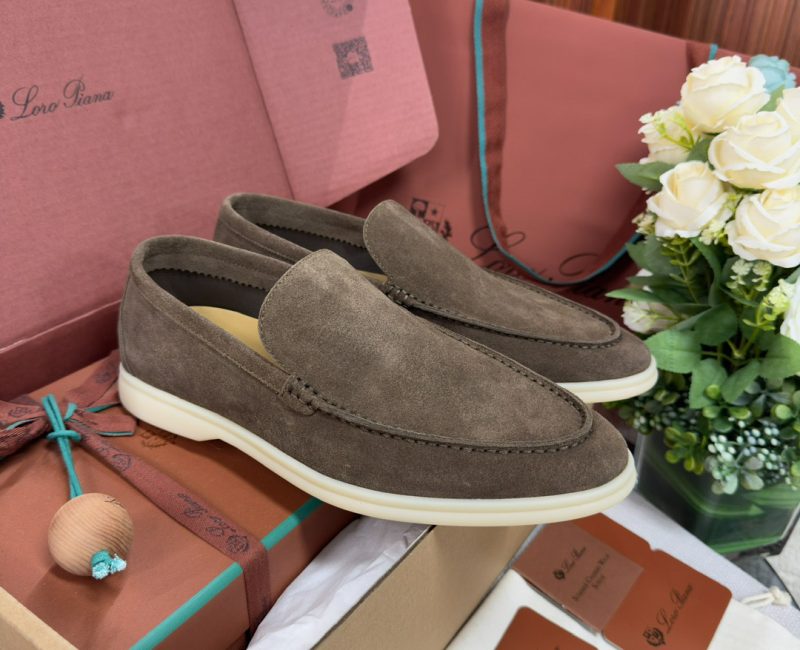 Giày Loro Piana Summer Walk Loafer Suede Warm Gray Best Quality
