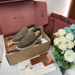 Giày Loro Piana Summer Walk Loafer Suede Warm Gray Best Quality