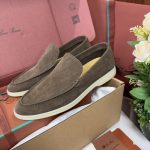 Giày Loro Piana Summer Walk Loafer Suede Warm Gray Best Quality