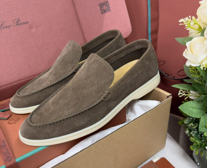 Giày Loro Piana Summer Walk Loafer Suede Warm Gray Best Quality