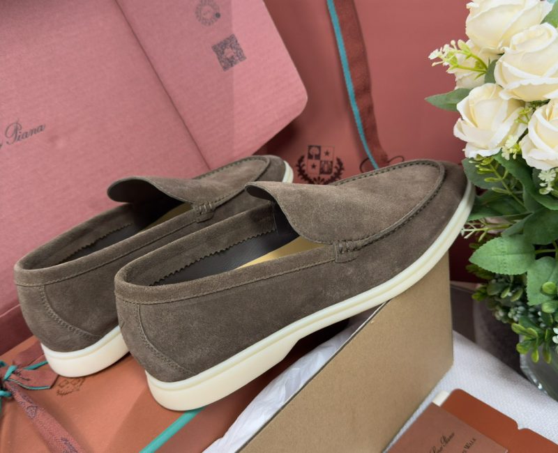 Giày Loro Piana Summer Walk Loafer Suede Warm Gray Best Quality