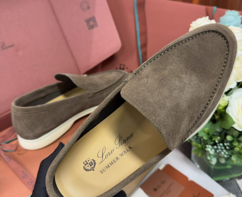 Giày Loro Piana Summer Walk Loafer Suede Warm Gray Best Quality