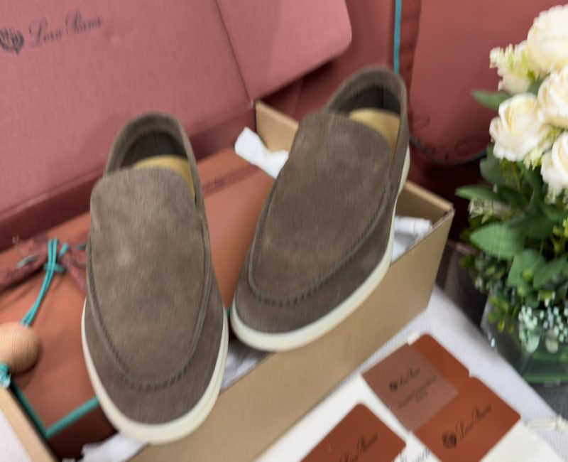 Giày Loro Piana Summer Walk Loafer Suede Warm Gray Best Quality