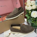 Giày Loro Piana Summer Walk Loafer Suede Warm Gray Best Quality