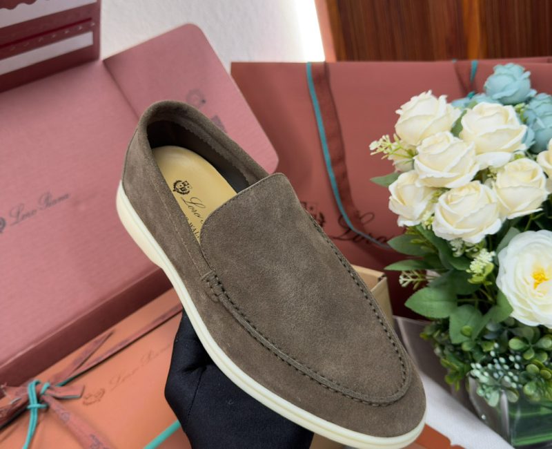 Giày Loro Piana Summer Walk Loafer Suede Warm Gray Best Quality