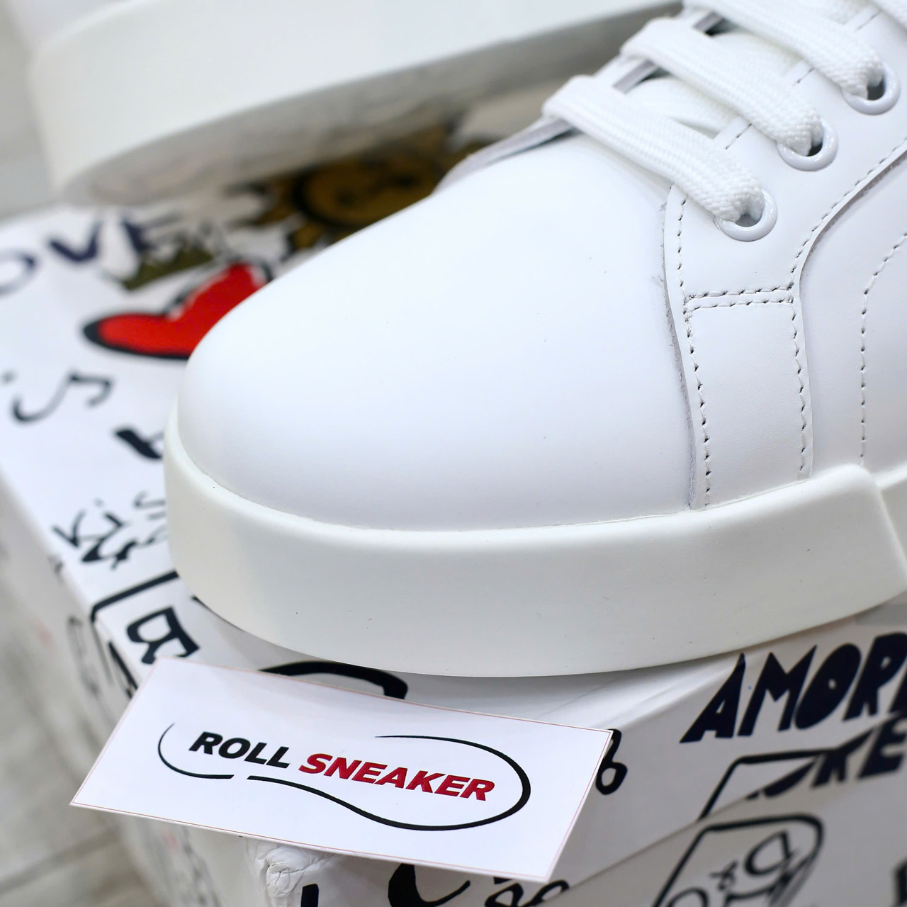 Giày Dolce & Gabbana Calfskin Nappa Portofino With Crown Patch 'White' Best Quality