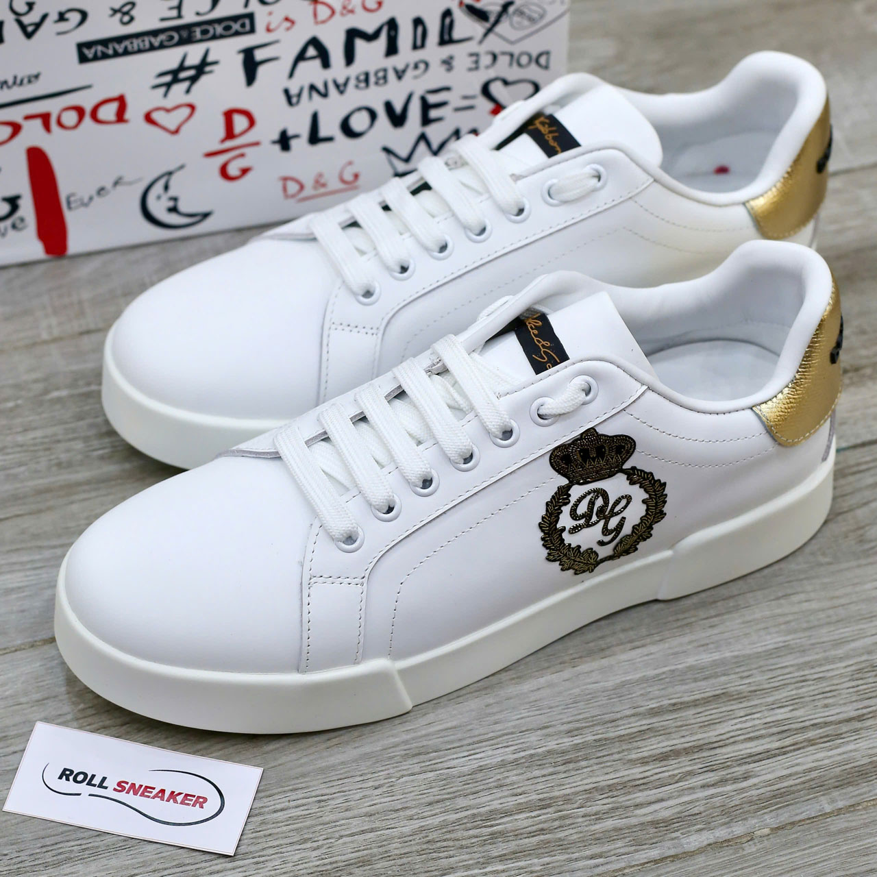 Giày Dolce & Gabbana Calfskin Nappa Portofino With Crown Patch 'White' Best Quality