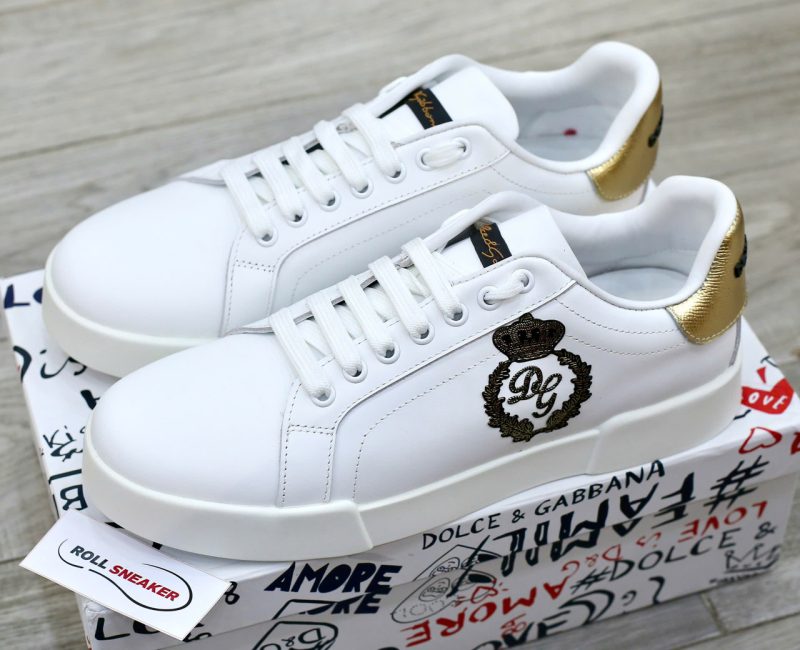 Giày Dolce & Gabbana Calfskin Nappa Portofino With Crown Patch 'White' Best Quality