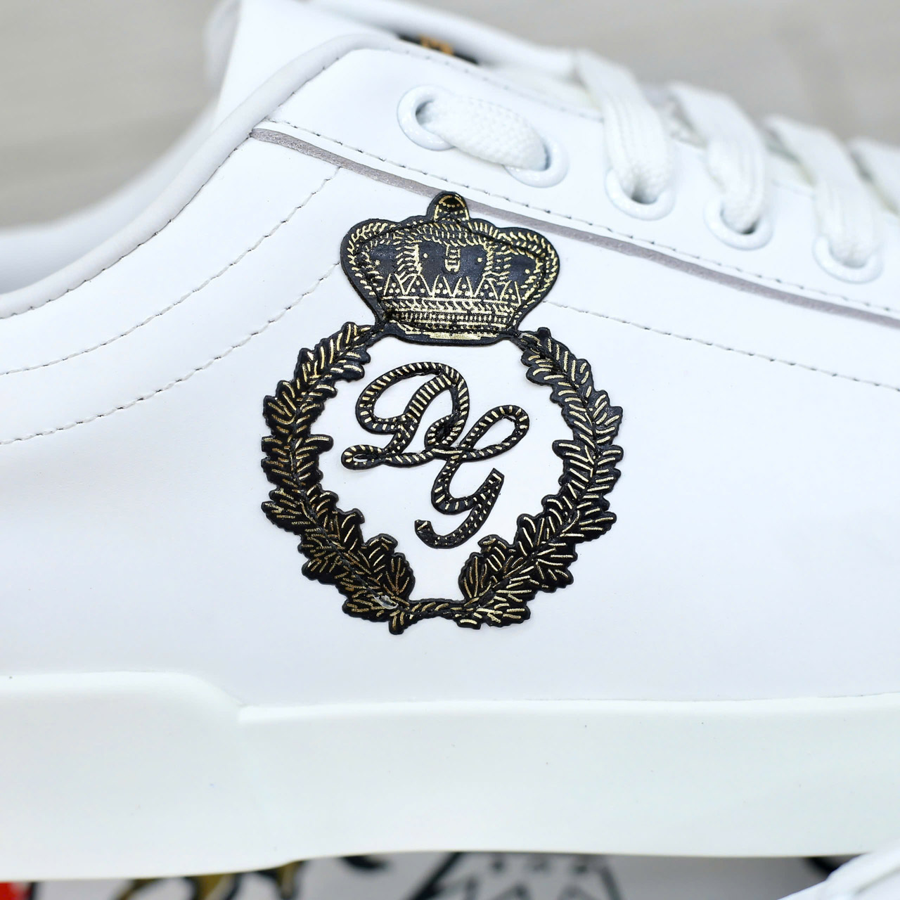 Giày Dolce & Gabbana Calfskin Nappa Portofino With Crown Patch 'White' Best Quality