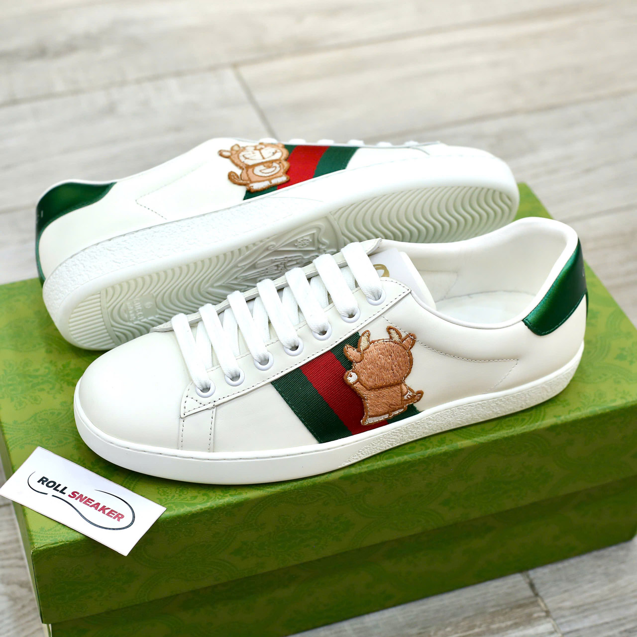 Giày Doraemon x Gucci Wmns Ace ‘Ivory Devil Patch’ Best Quality