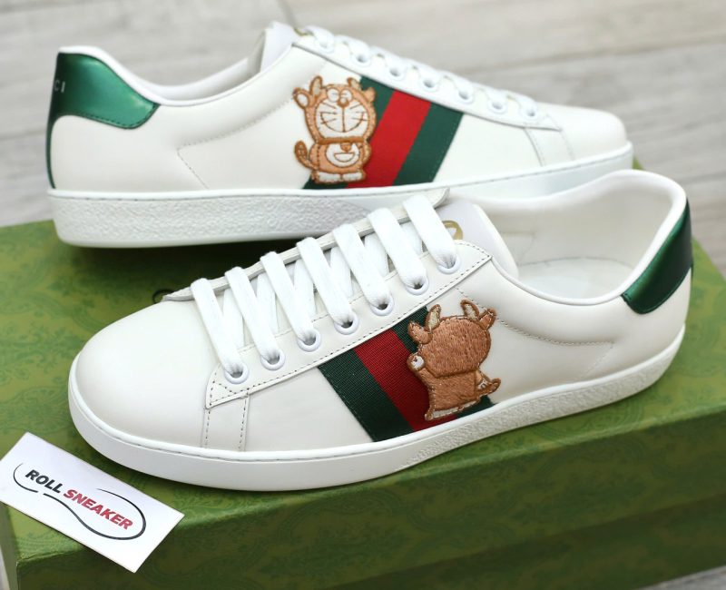 Giày Doraemon x Gucci Wmns Ace ‘Ivory Devil Patch’ Best Quality