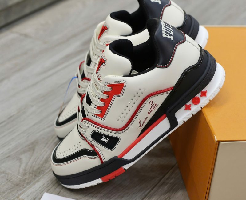Giày LV Trainer Signature White Black Red Calfskin Best Quality