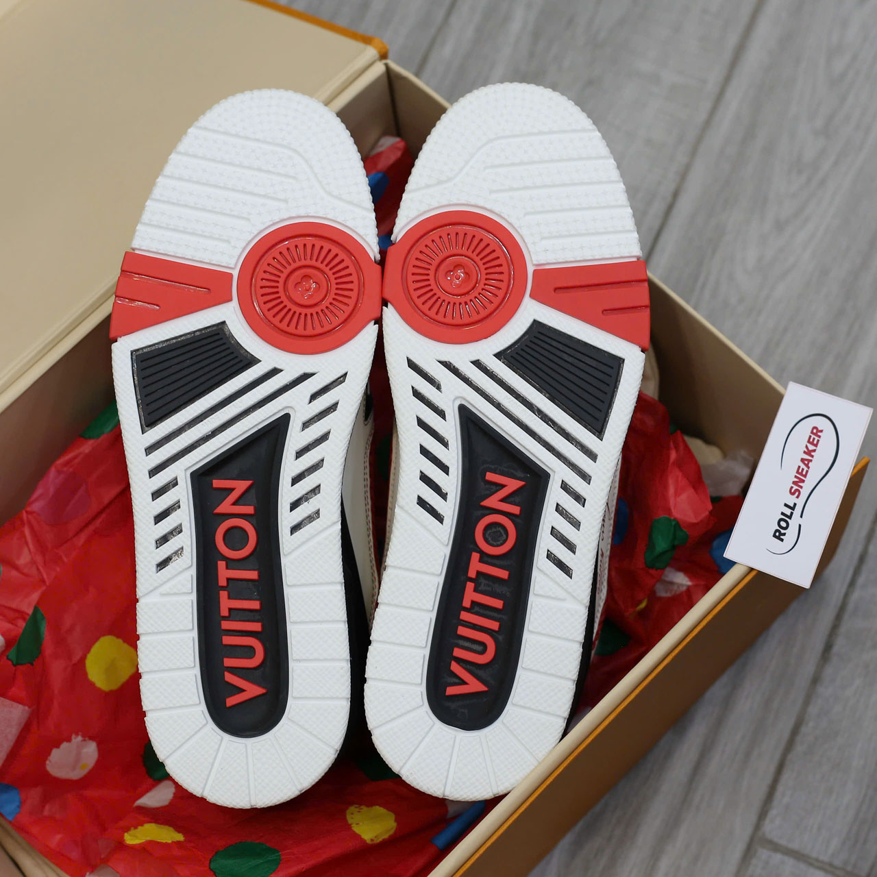 Giày LV Trainer Signature White Black Red Calfskin Best Quality