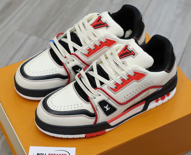 Giày LV Trainer Signature White Black Red Calfskin Best Quality