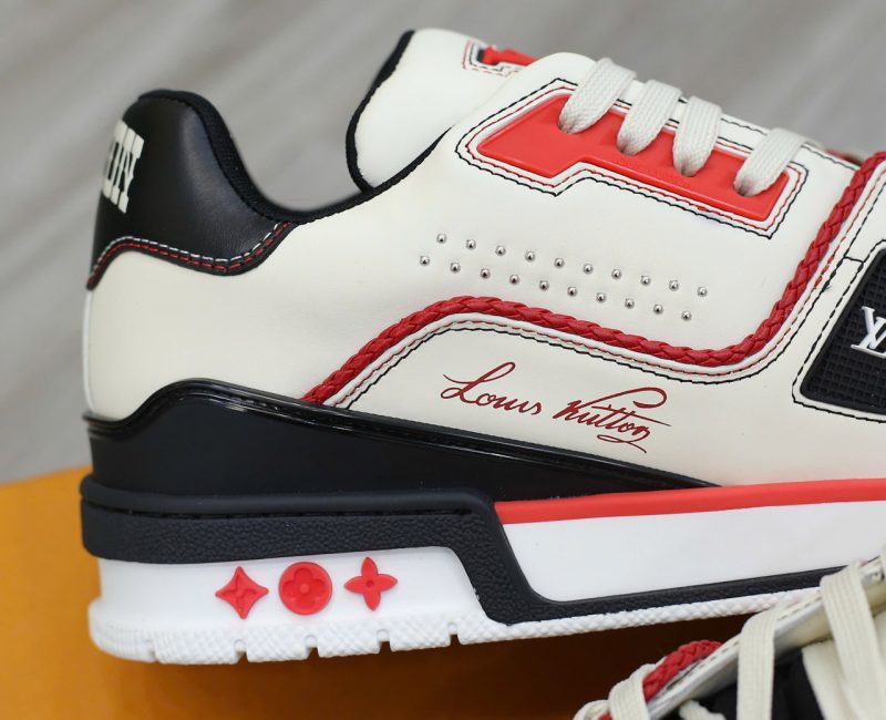 Giày LV Trainer Signature White Black Red Calfskin Best Quality