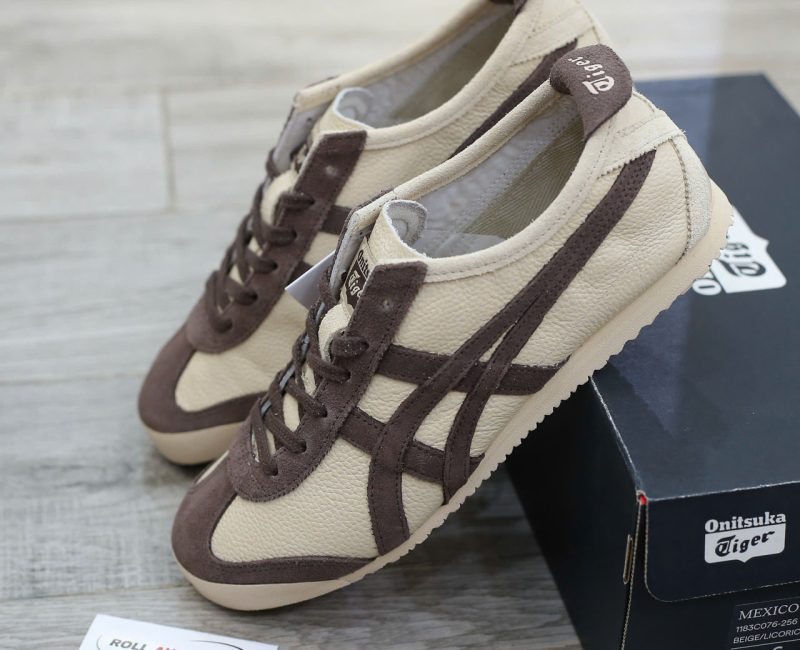 Giày Onitsuka Tiger Mexico 66 Beige Chocolate Brown Real
