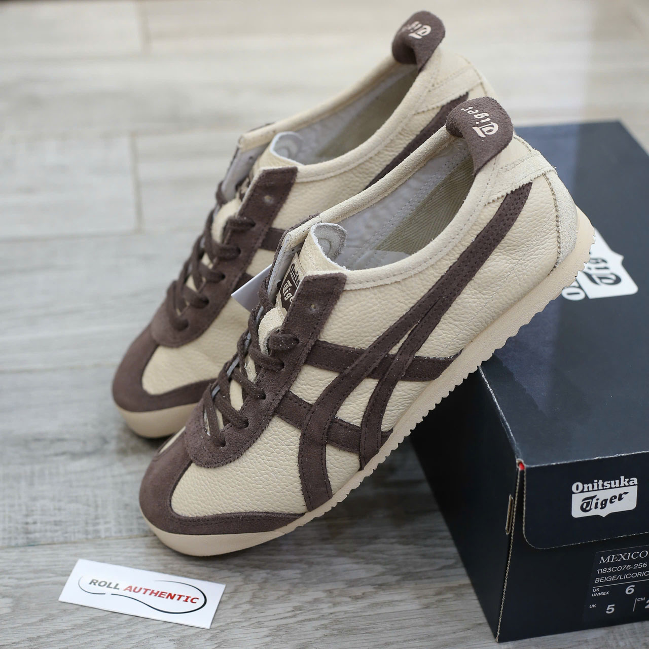 Giày Onitsuka Tiger Mexico 66 Beige Chocolate Brown Real