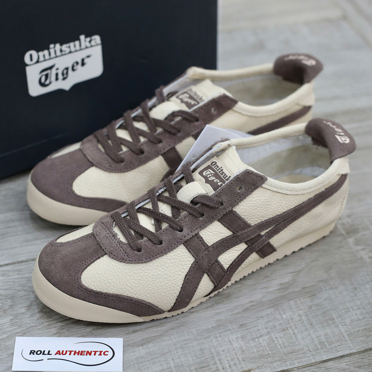 Giày Onitsuka Tiger Mexico 66 Beige Chocolate Brown Real