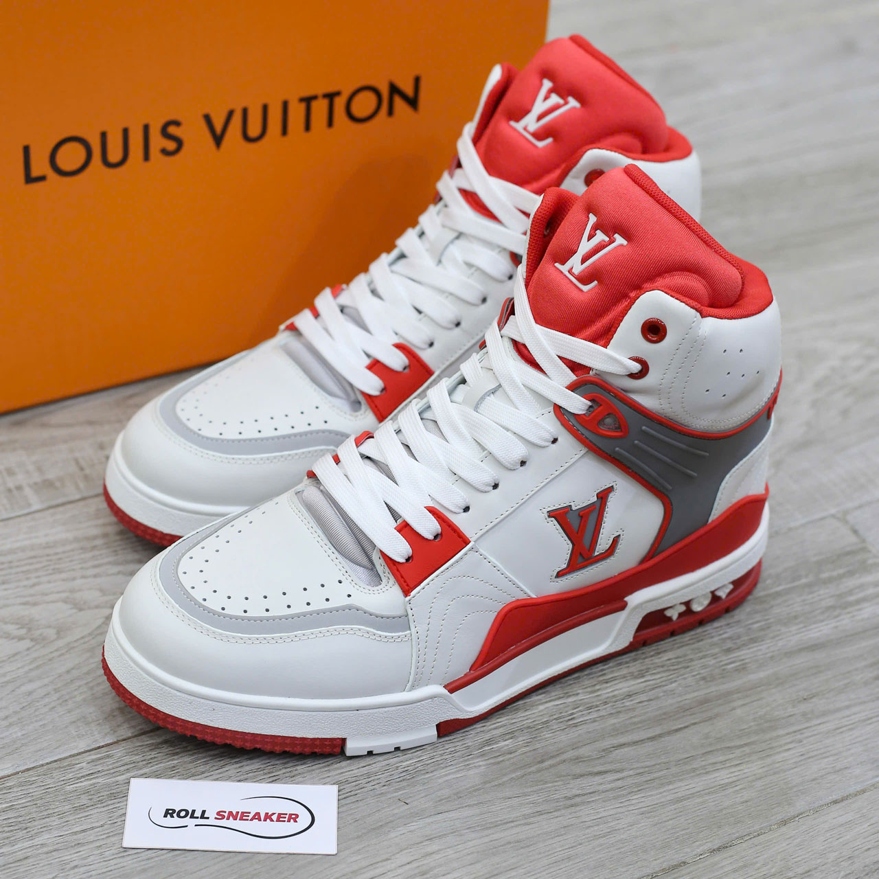 Giày Louis Vuitton LV Ankle Trainers 'White Red Grey' Best Quality