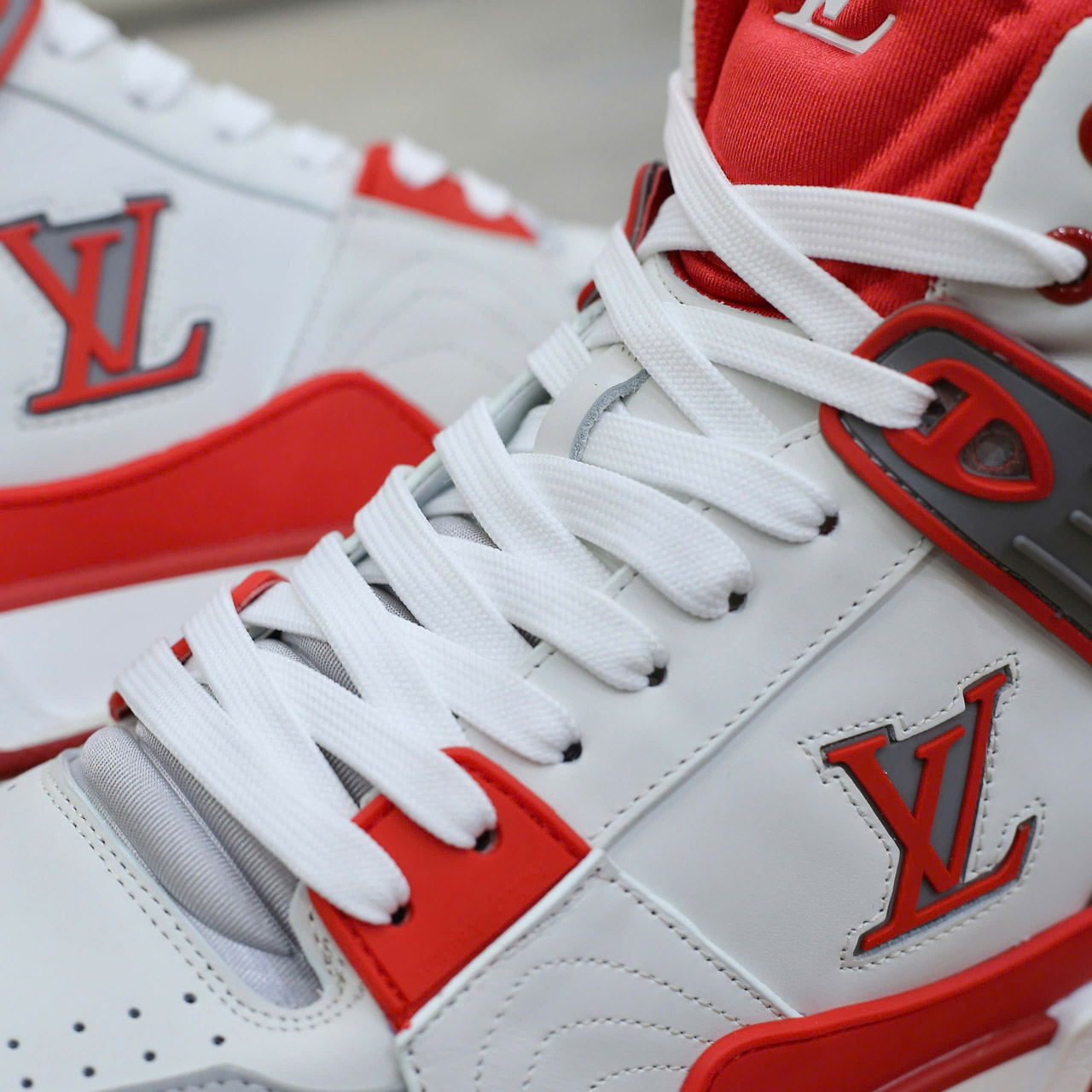 Giày Louis Vuitton LV Ankle Trainers 'White Red Grey' Best Quality