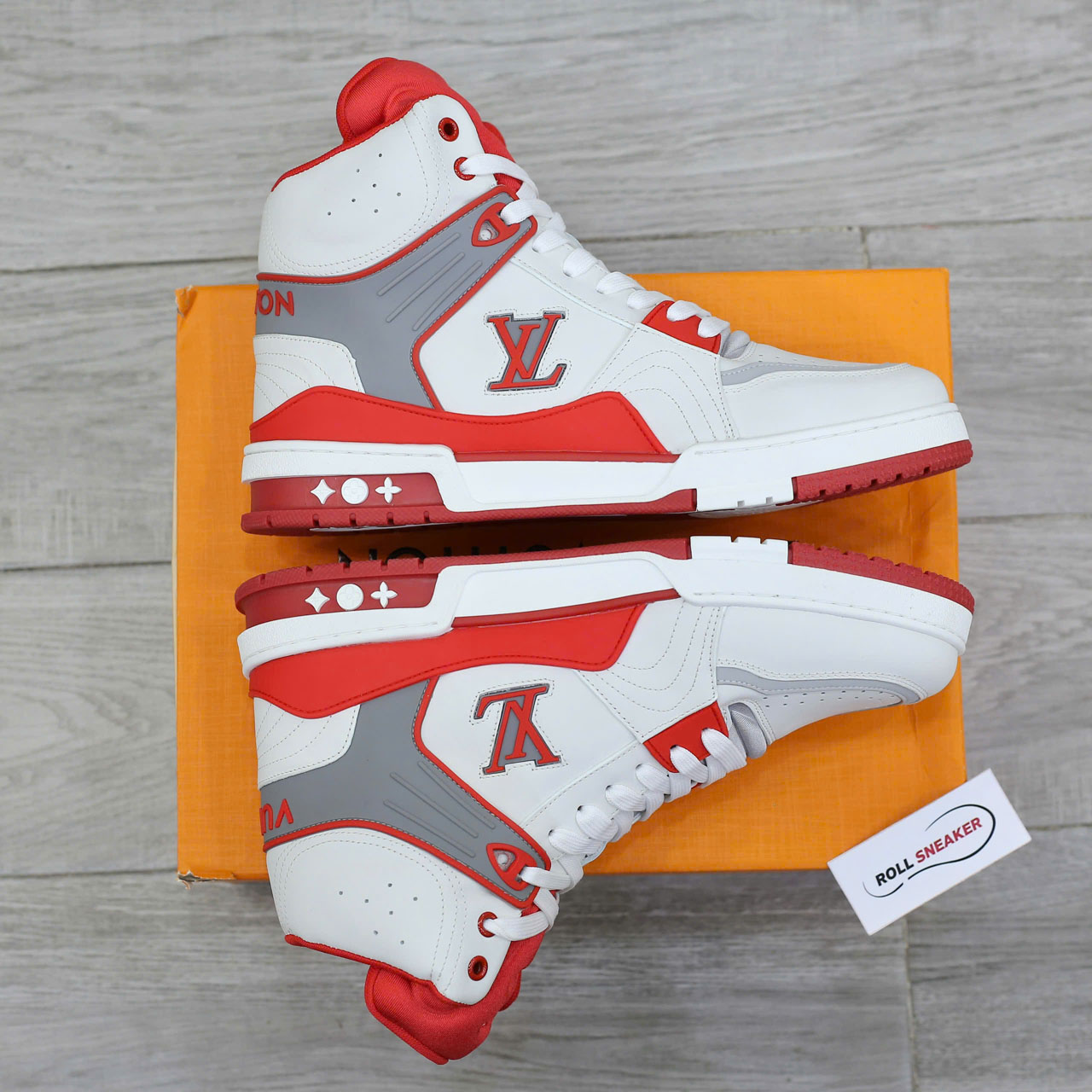 Giày Louis Vuitton LV Ankle Trainers 'White Red Grey' Best Quality