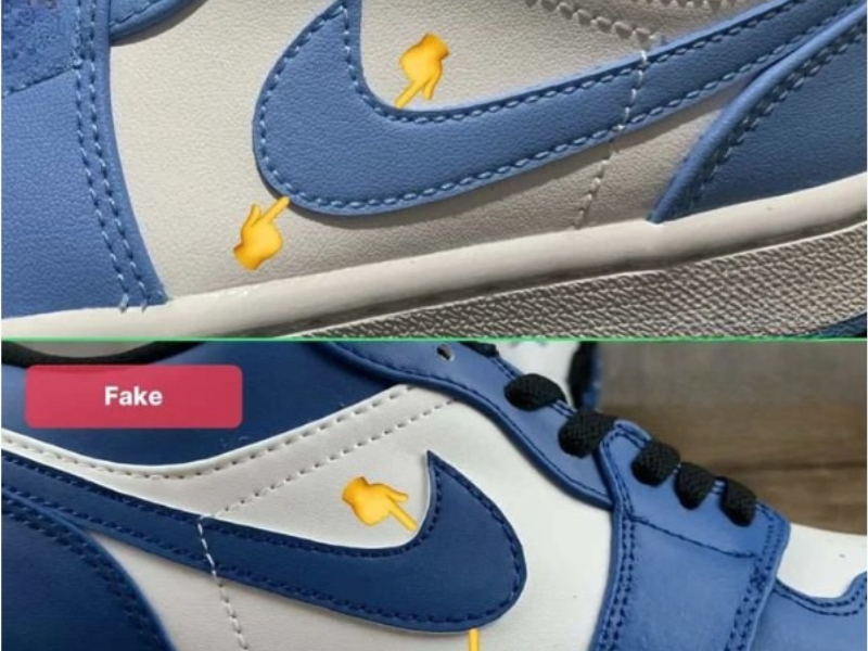 Đường may gọn gàng, đồng đều trên giày Jordan chính hãng