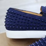 Giày Christian Louboutin Navy Suede Roller Boat Spiked Slip On Best Quality