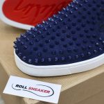 Giày Christian Louboutin Navy Suede Roller Boat Spiked Slip On Best Quality
