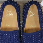 Giày Christian Louboutin Navy Suede Roller Boat Spiked Slip On Best Quality