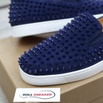 Giày Christian Louboutin Navy Suede Roller Boat Spiked Slip On Best Quality