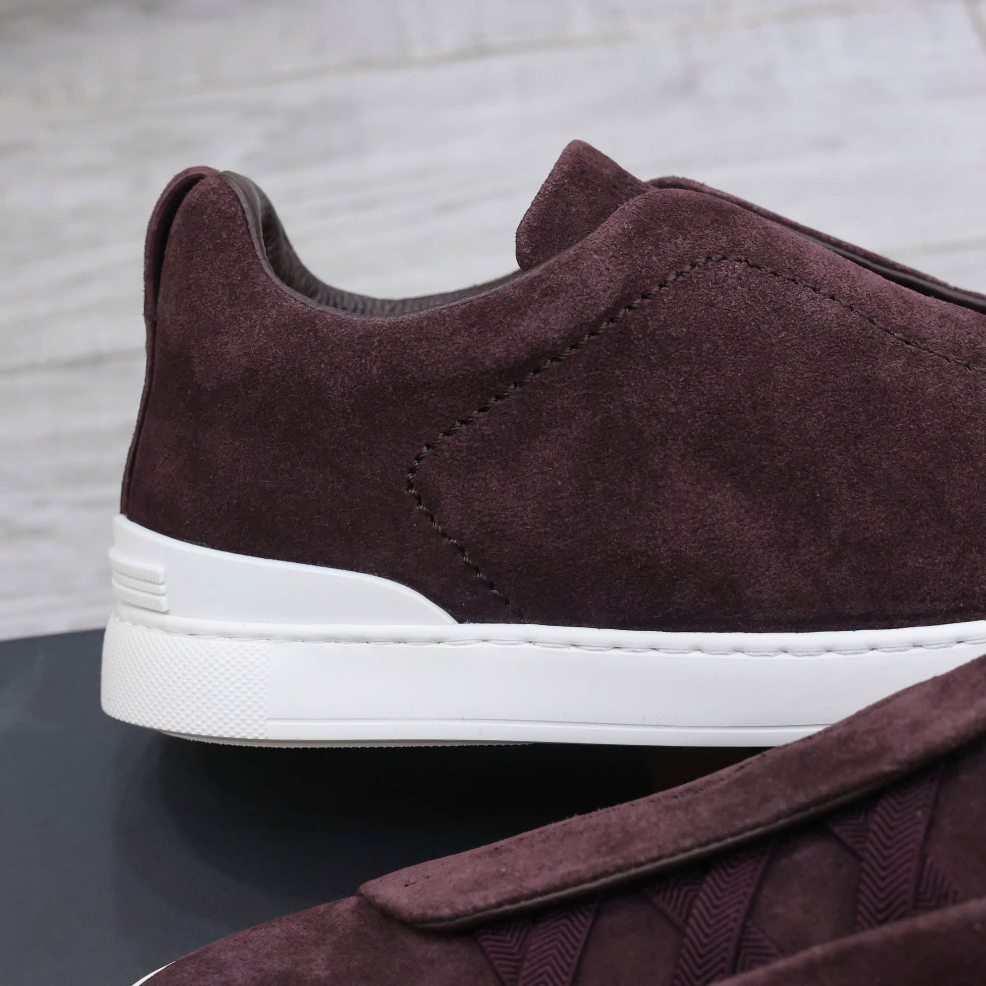 Giày Zegna Rust Suede Triple Stitch Best Quality