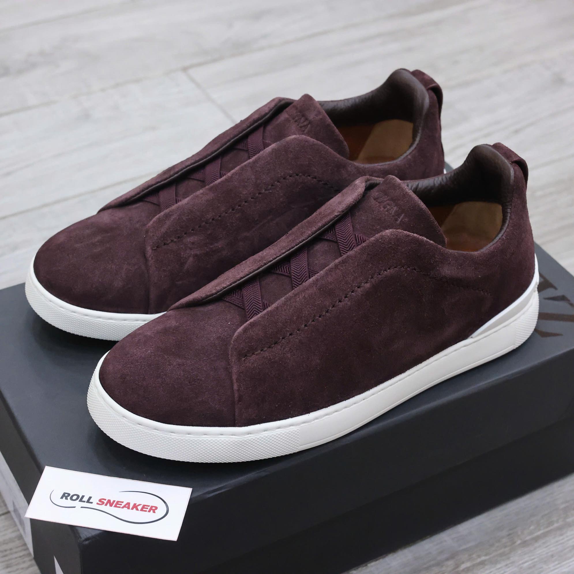 Giày Zegna Rust Suede Triple Stitch Best Quality