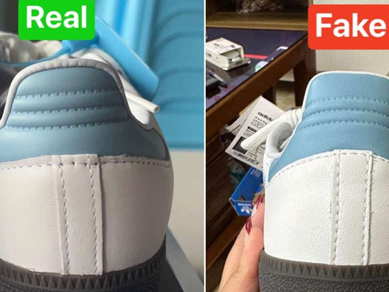Logo adidas trên giày Samba thật rõ nét, đúng tỉ lệ và màu sắc chuẩn