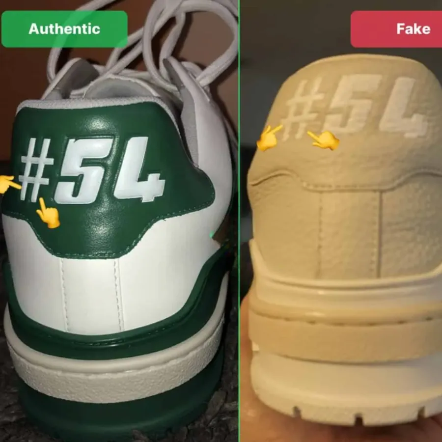 Logo gót cân đối, màu sâu – đôi LV Trainer chuẩn sẽ không bao giờ lệch hay cong.