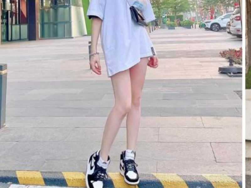 Mix Jordan cổ cao cùng áo phông giấu quần