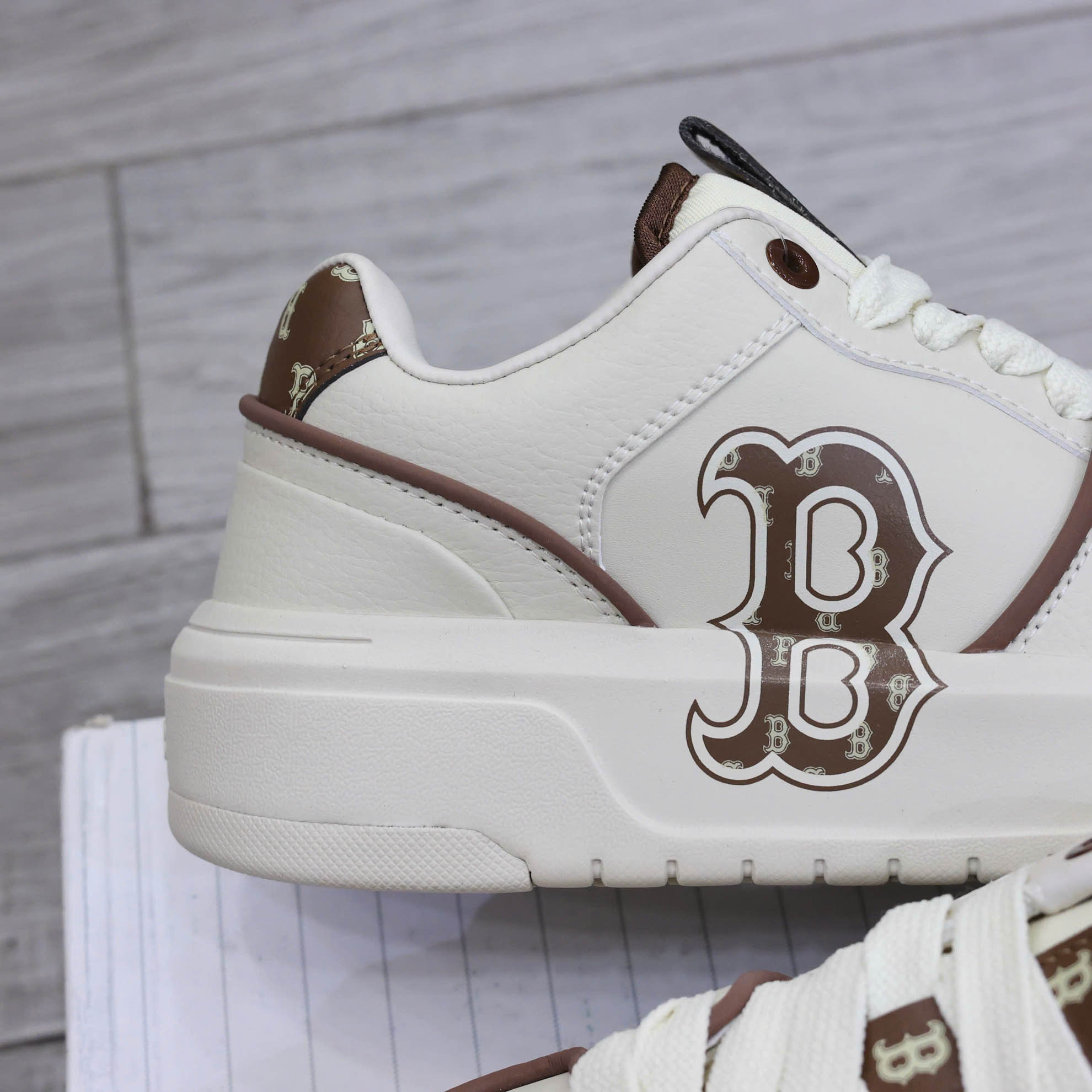 Giày MLB Chunky Liner Classic Monogram Boston Red Sox Brown Best Quality