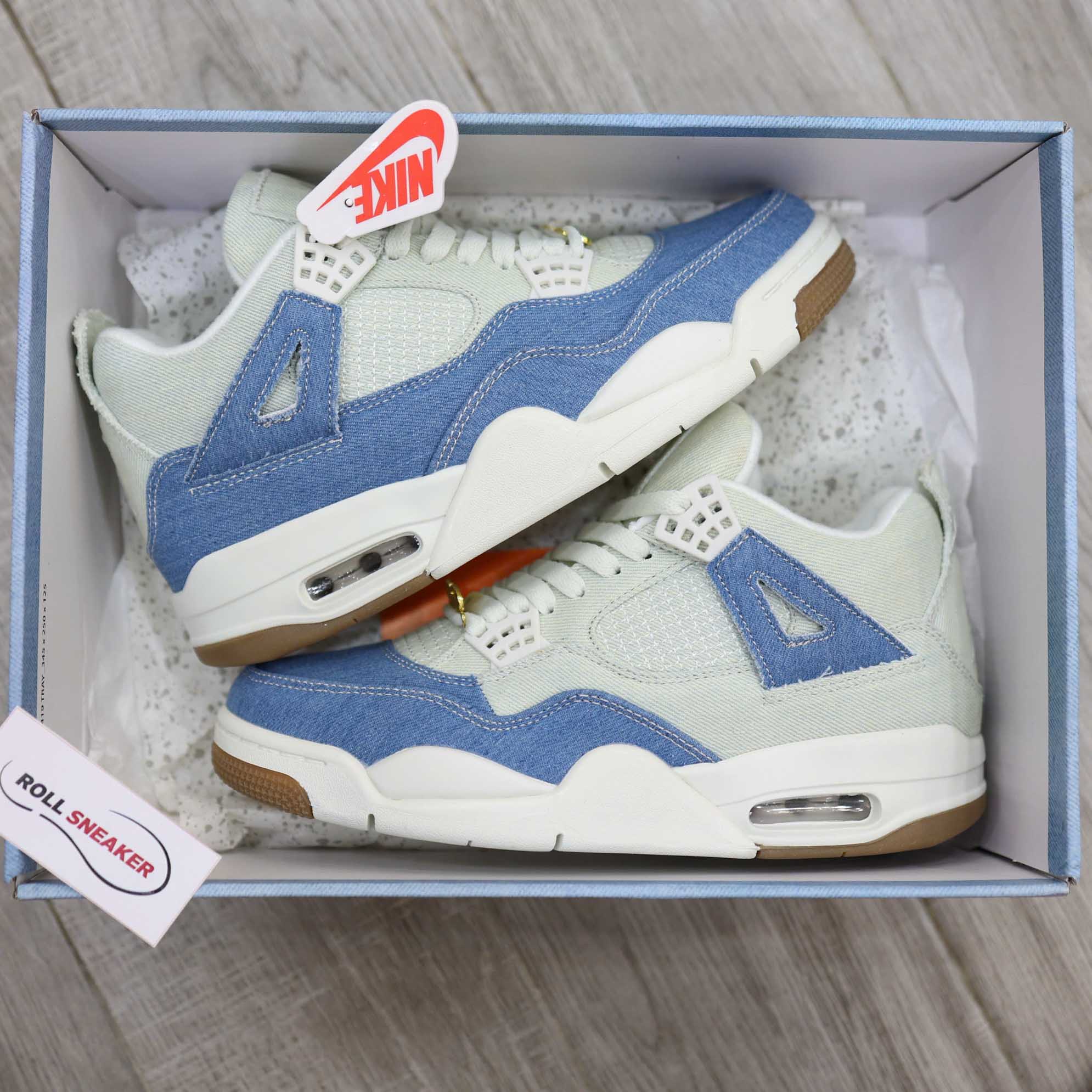 Giày Nike Air Jordan 4 Retro TEX Denim Worn Blue Like Auth