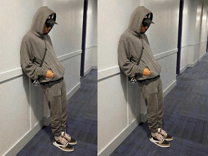 Outfit athleisure hiện đại phối giày Travis Scott