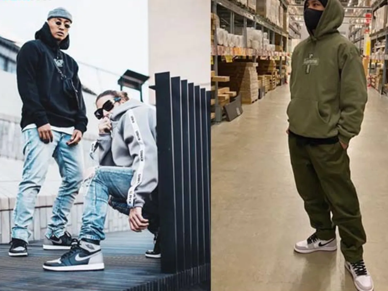 Outfit streetwear nam với Jordan cổ cao và áo hoodie