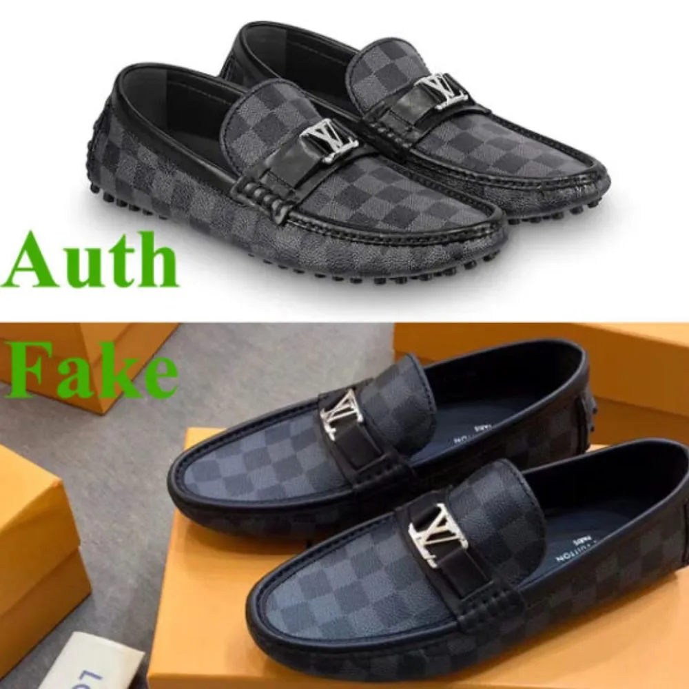 Chạm vào giày Louis Vuitton thật là thấy: da mềm mịn, da giả thì cứng và nhân tạo.