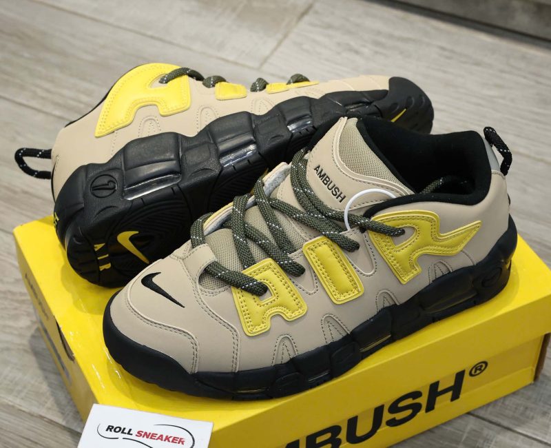 Giày Nike x AMBUSH Air More Uptempo Low "Limestone" Best Quality